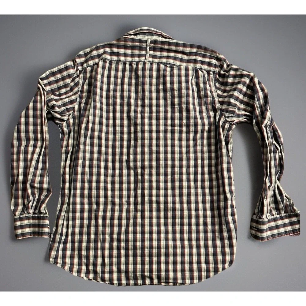 Banana Republic Long Sleeve Button Down Shirt Blue White Red Plaid Large JBHS